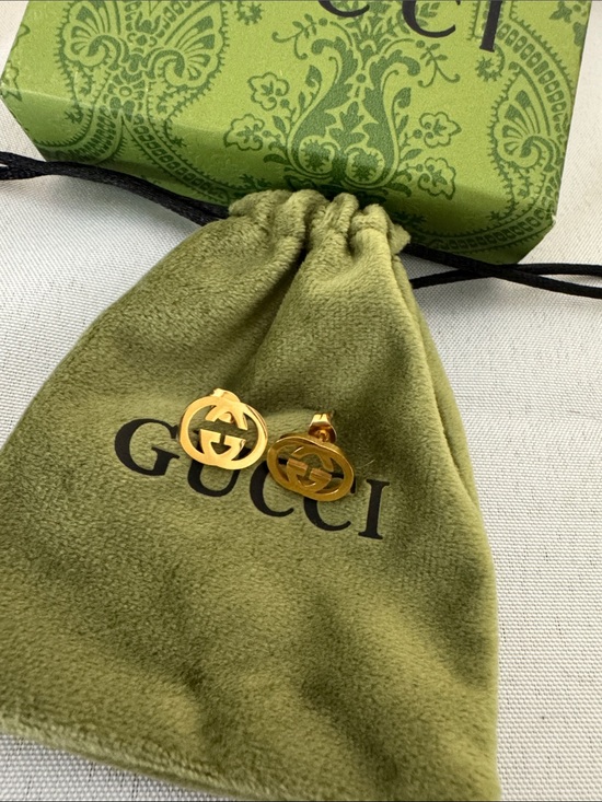 Gucci Gold-tone Interlocking G Round Stud Earrings